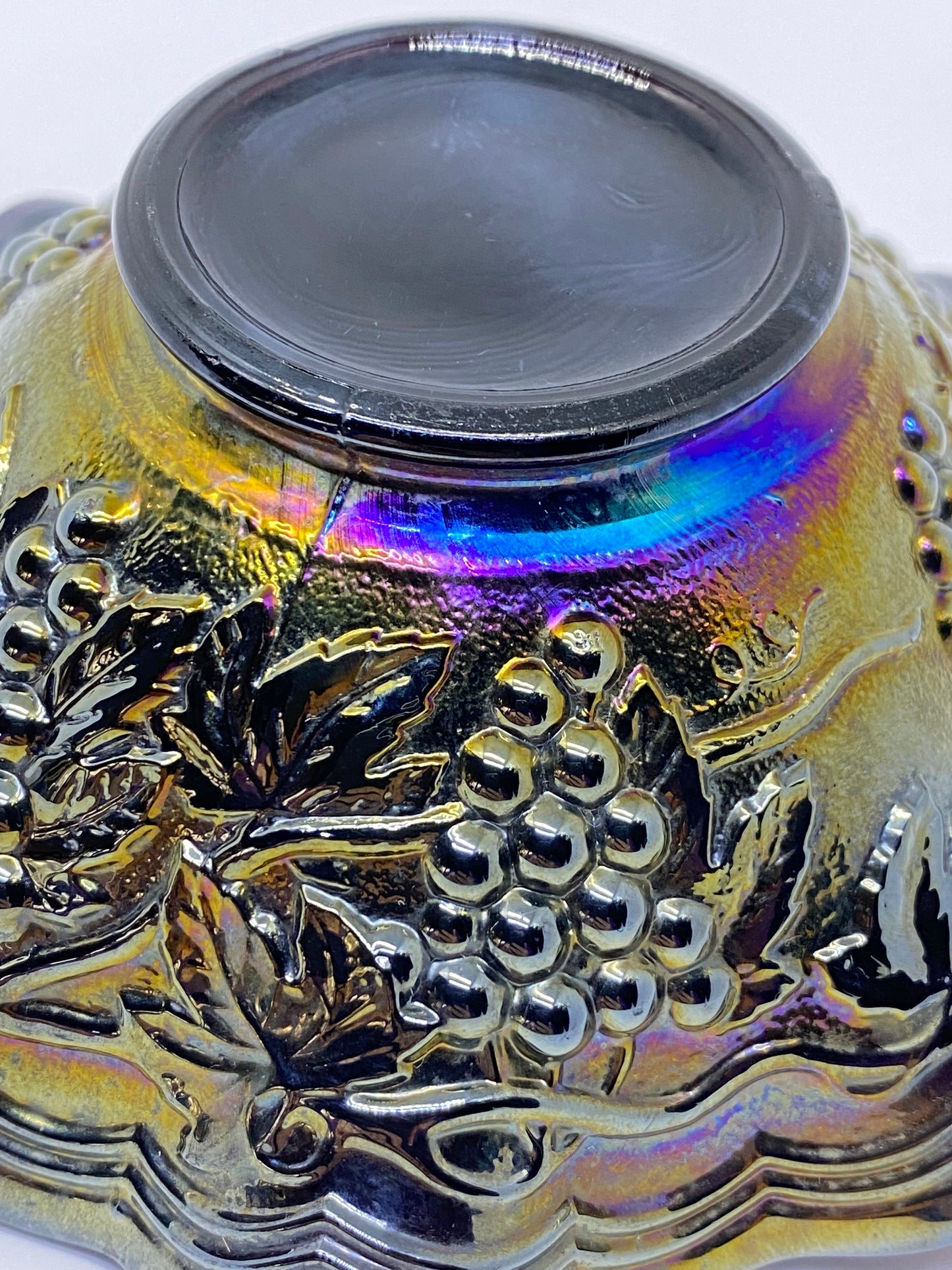 Vintage Imperial Carnival Glass - Master Nappy - Bowl in Blue Amethyst Black