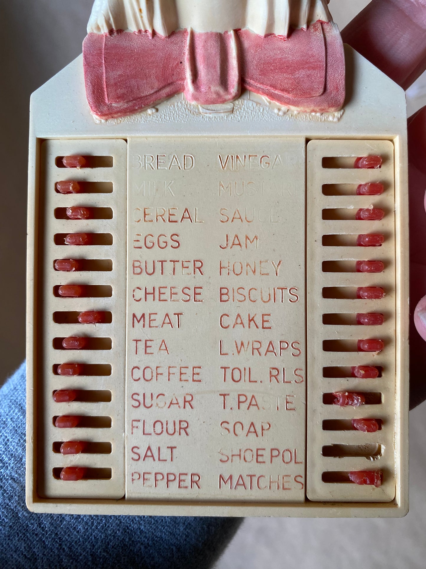 Vintage celluloid Scotty wall plaque grocery list