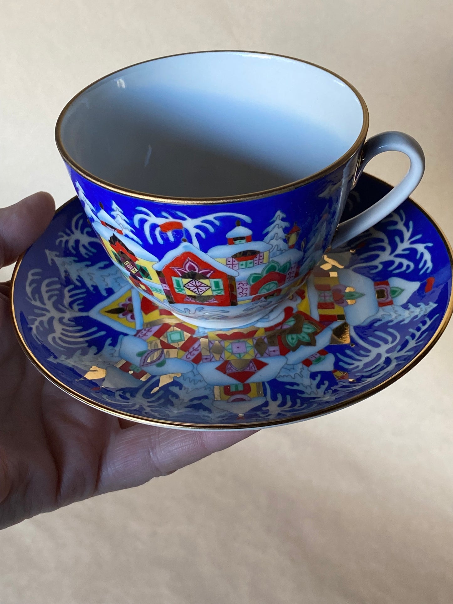 Lomonosov Imperial Porcelain teacup and saucer set "Winter Fairytale" (Christmas)