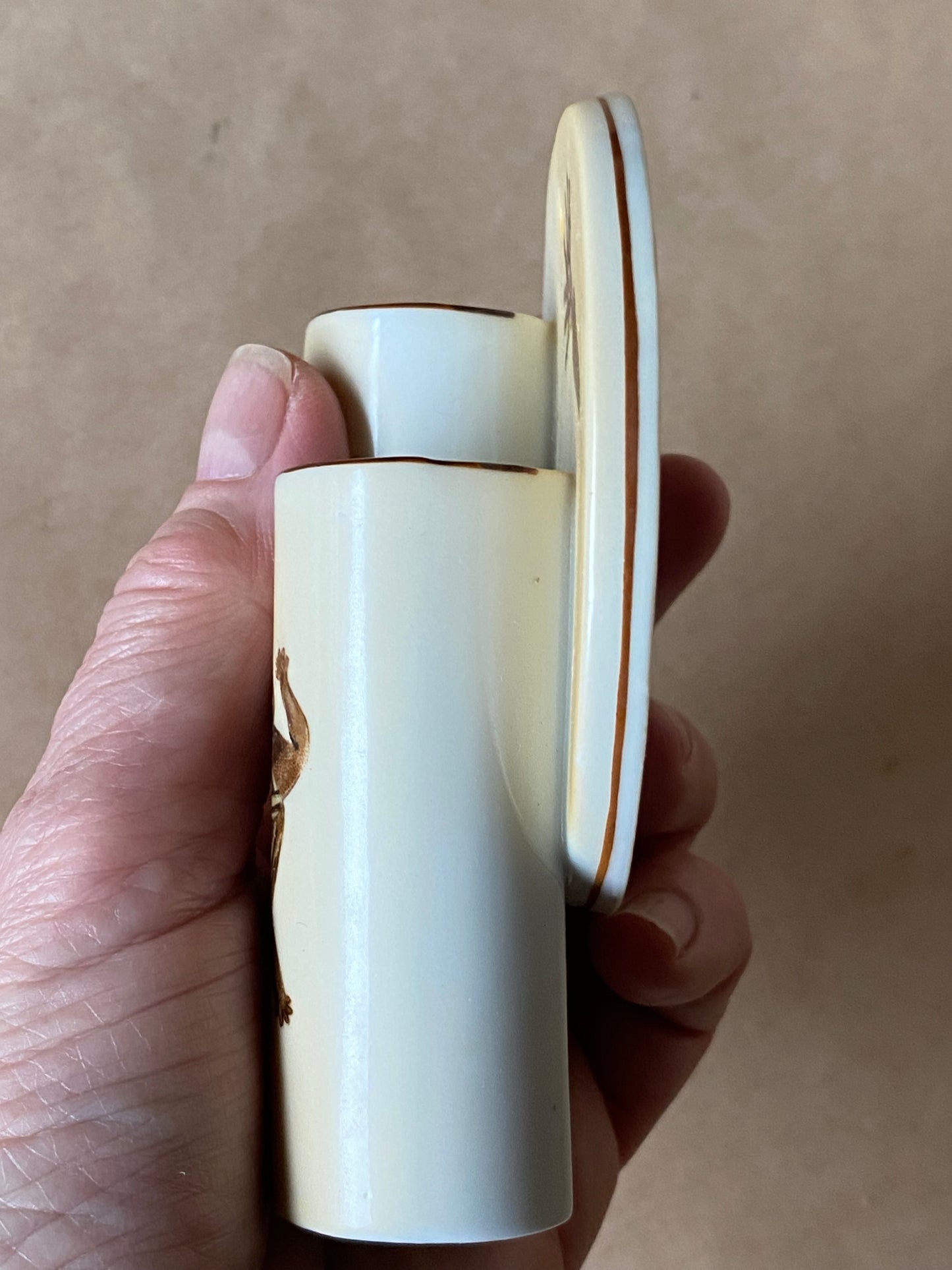 Vintage Australiana mini pottery wall pocket with indigenous-style motifs
