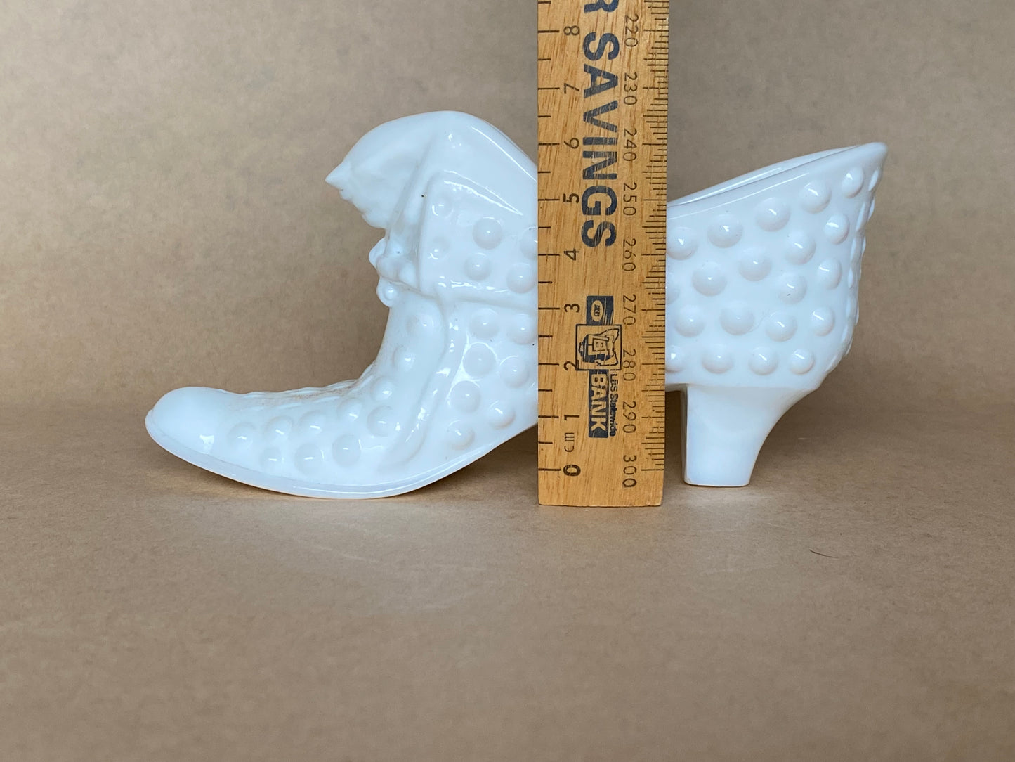 Vintage Fenton Art Glass "cat head" slipper in white milk glass