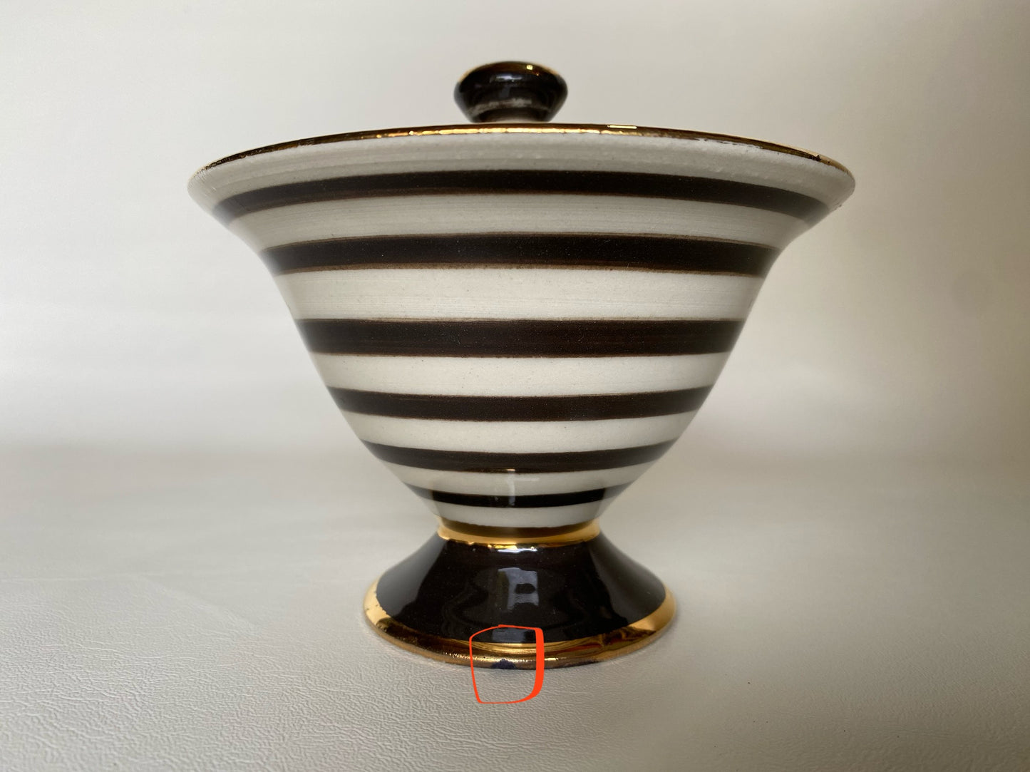 Lynley Northcott - Zebra striped ceramic sugar bowl with lid