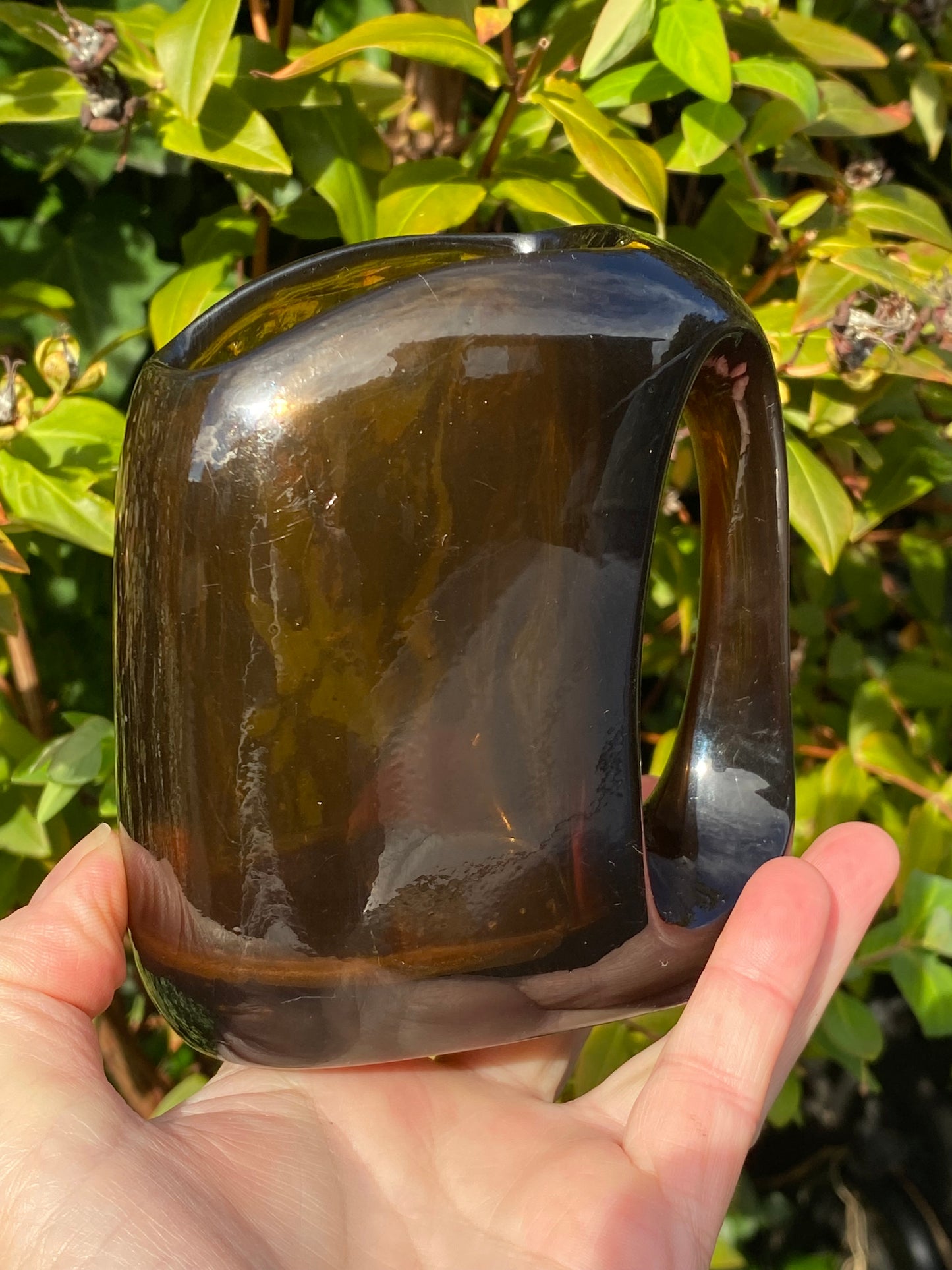 Vintage MCM dark amber glass jug
