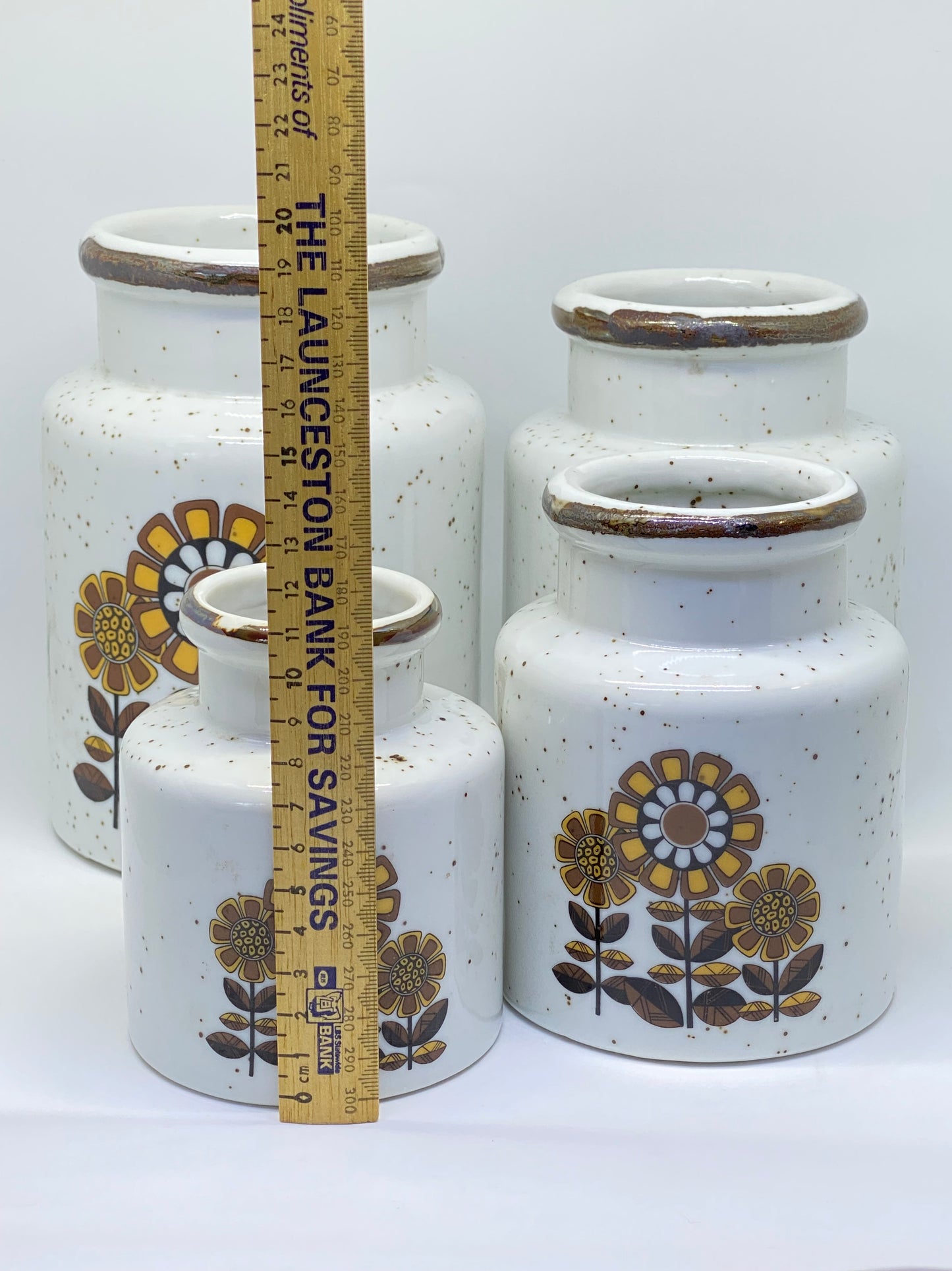 Set of Vintage 1970s/80s Japanese Ceramic Canisters without cork lids