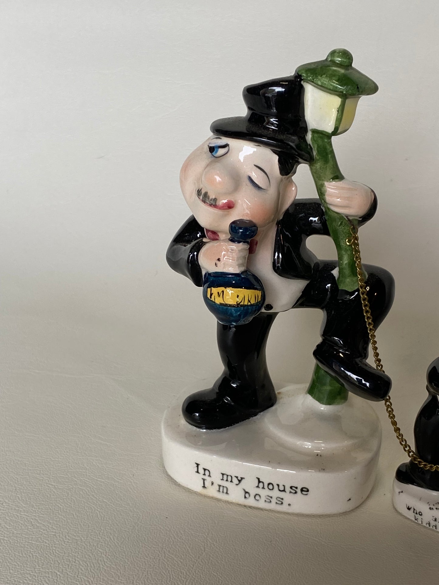 Vintage Japan ceramic drunk figurines.