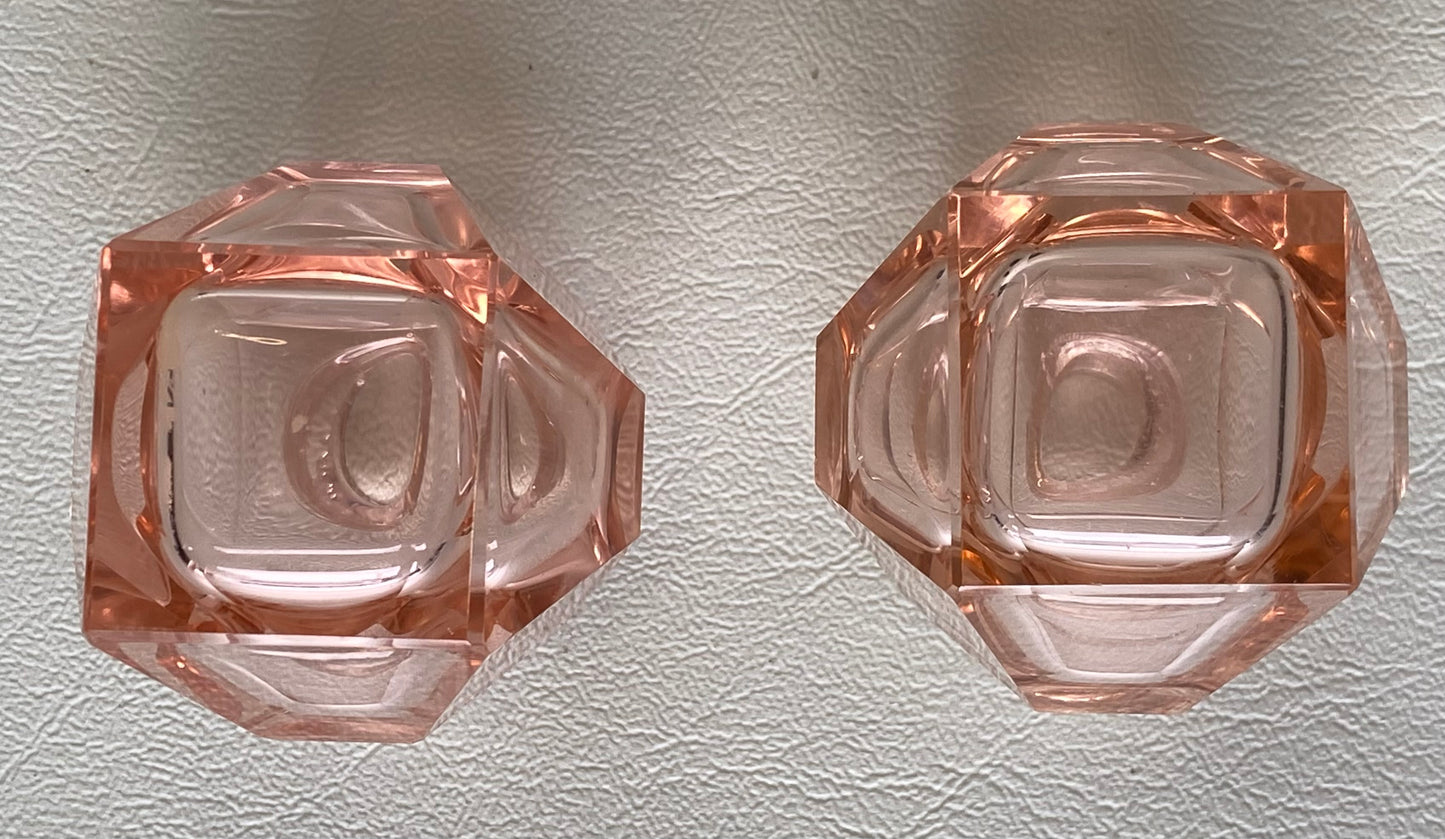 Depression glass (Pink) salt and pepper shakers - Crown Crystal Australia