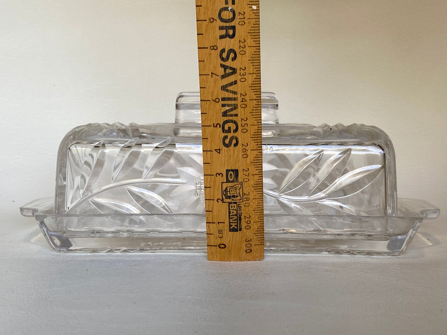 Vintage Cut crystal glass butter dish with lid