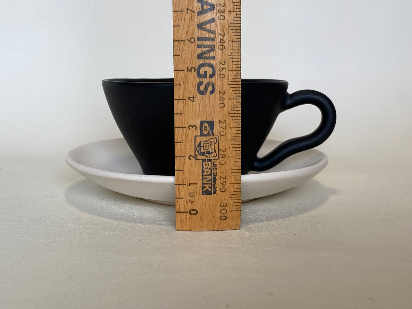 1960s Raynham Australia black and white glazed pottery demitasse cups and saucers