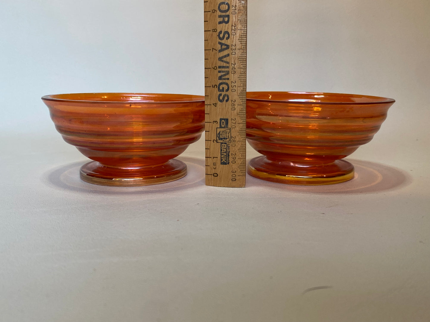 (b) Crown Crystal Australia Melon Ribbed Bowls in marigold