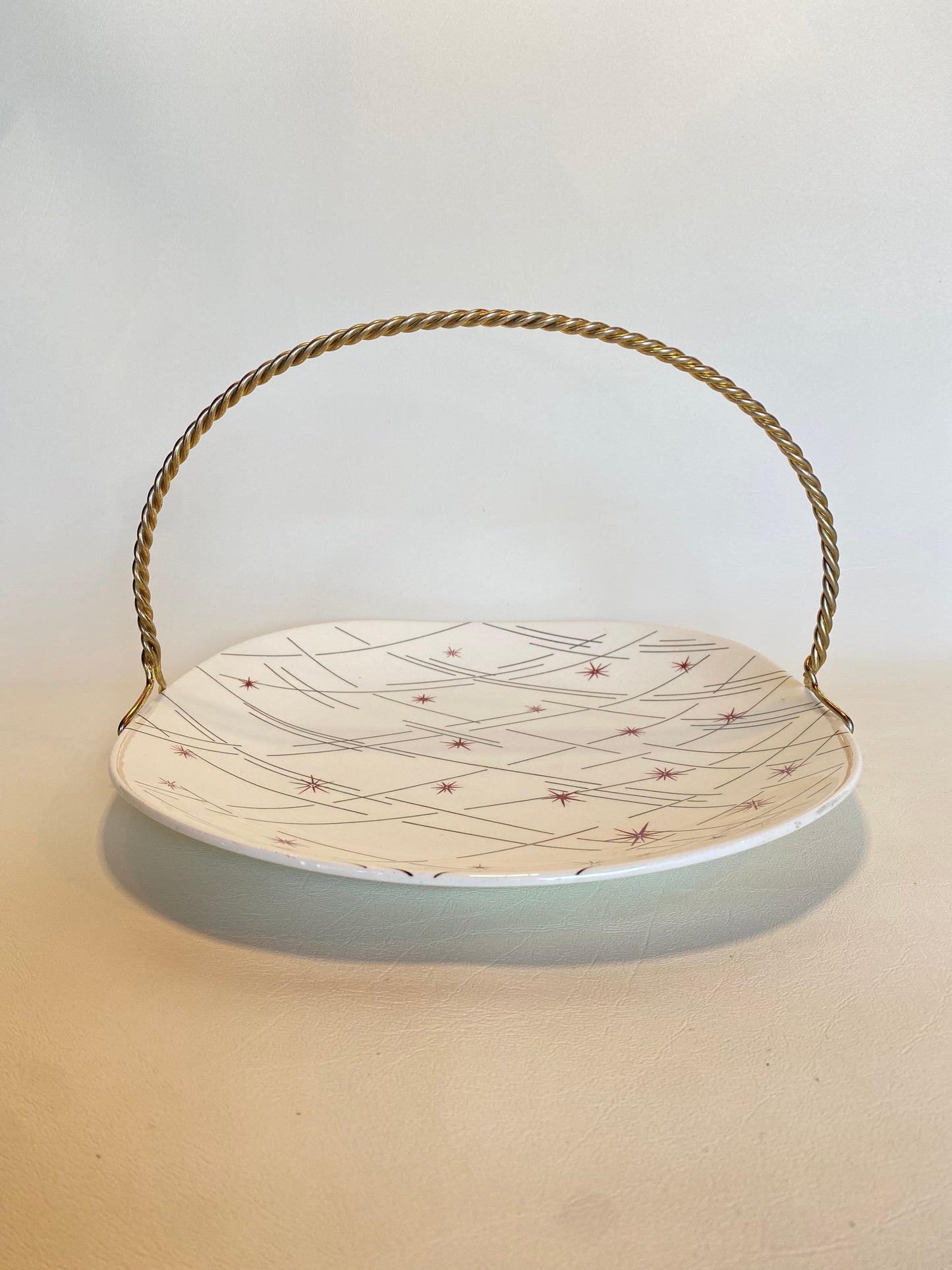 1950s MCM J&G Meakin England ’Starlight’ starburst serving plate with detachable handle
