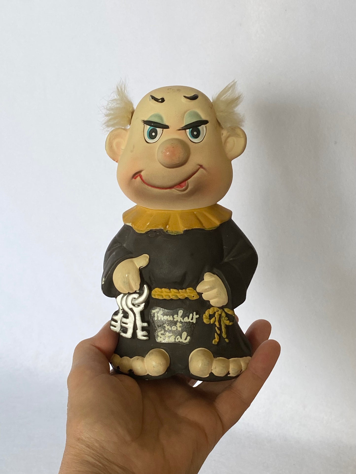 Vintage Ceramic Monk Money Box “thou shall not steal”