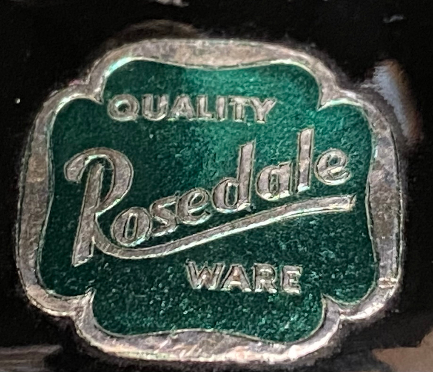 RARE Rosedale Ware pottery vase with original sticker - black glossy glaze