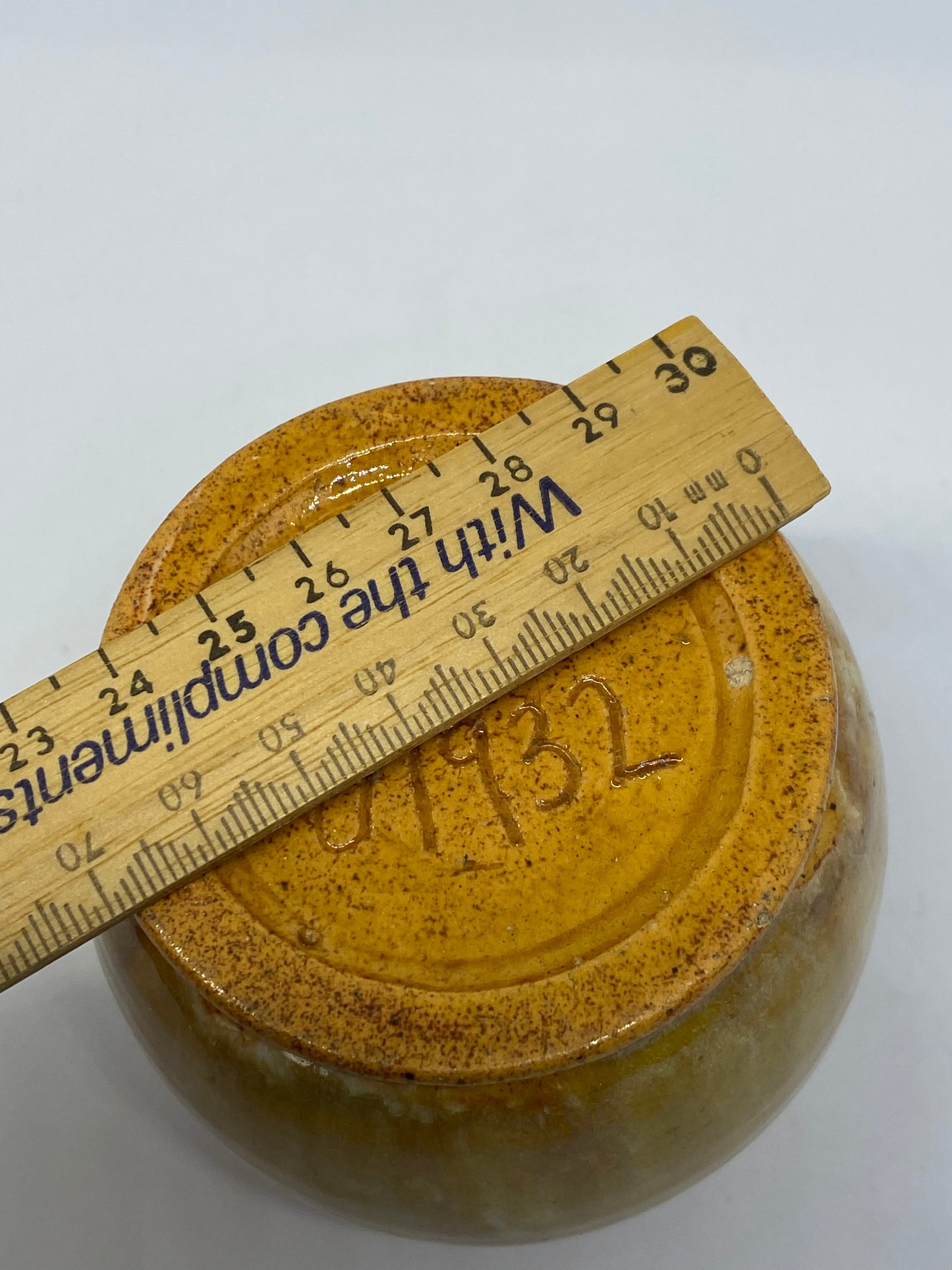 Unusually signed John Campbell 1932 Honey Yellow glazed vase - small