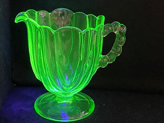 Uranium Crown Crystal milk jug 1930s