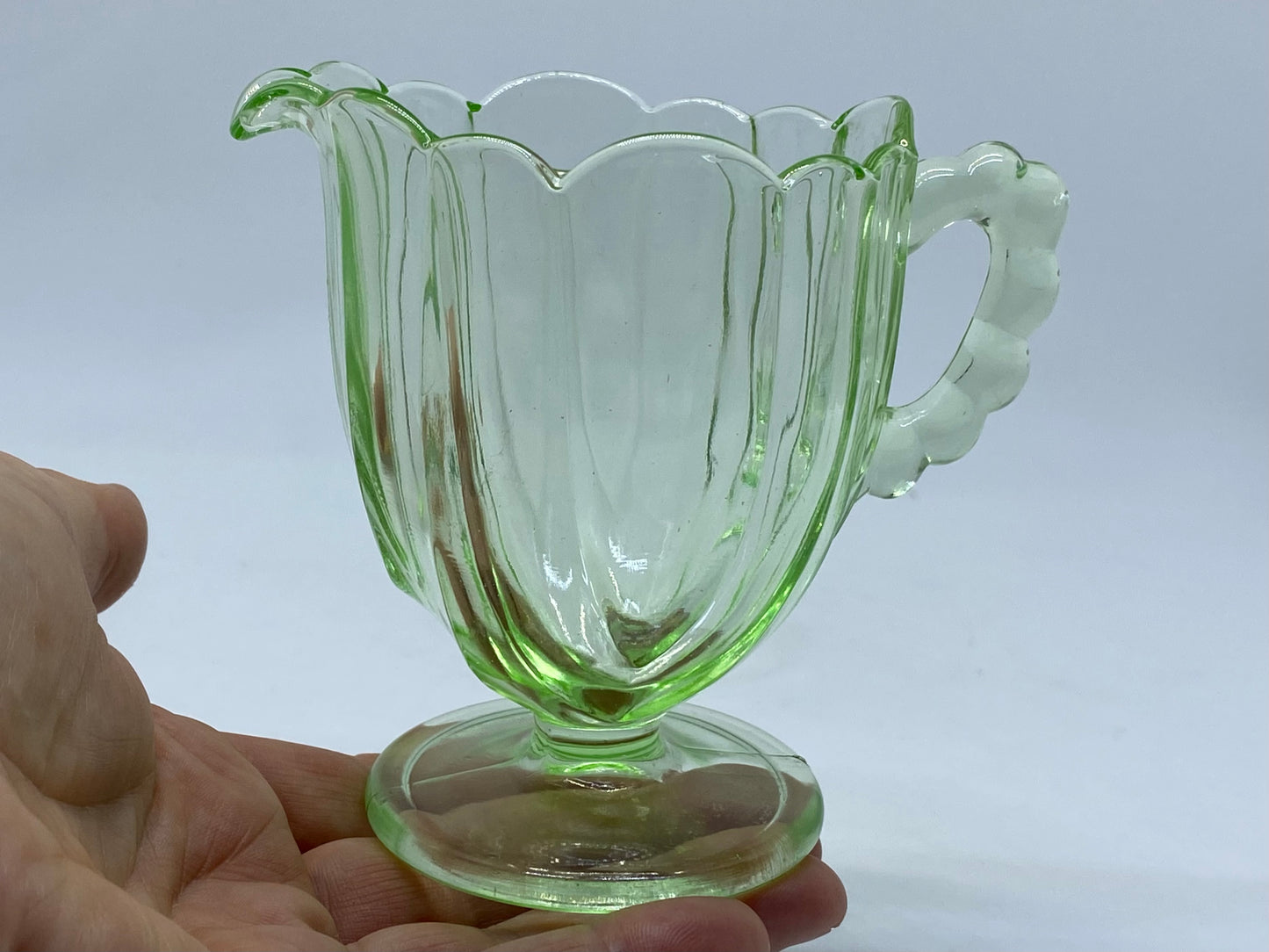 Uranium Crown Crystal milk jug 1930s