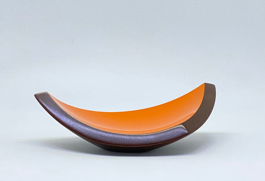 1970s small orange and brown display bowl