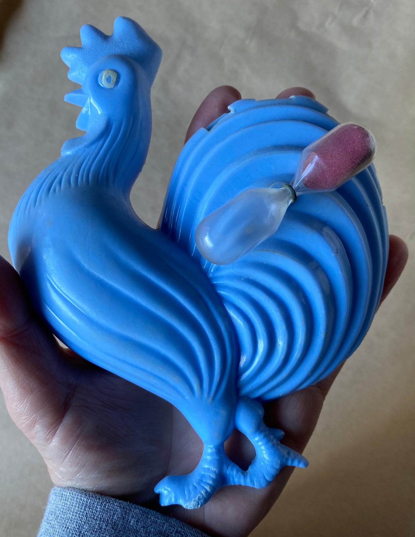 Vintage hard plastic rooster with sand timer