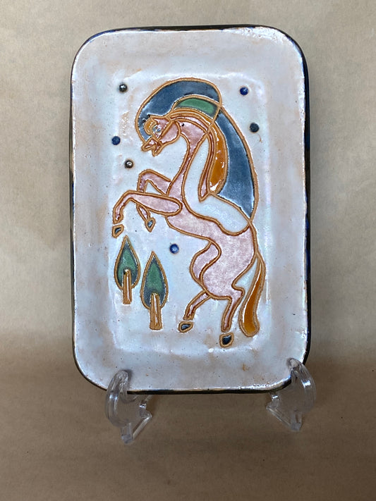 Vintage 1970s Greek Style oblong horse dish