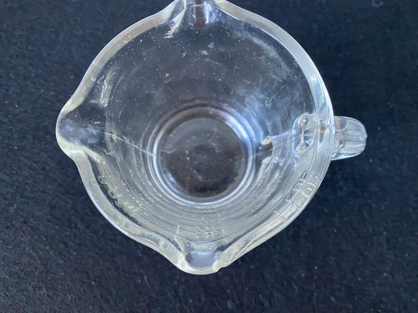 Clear Depression Glass Double Spout measure (1) cup - Crown Crystal Australia