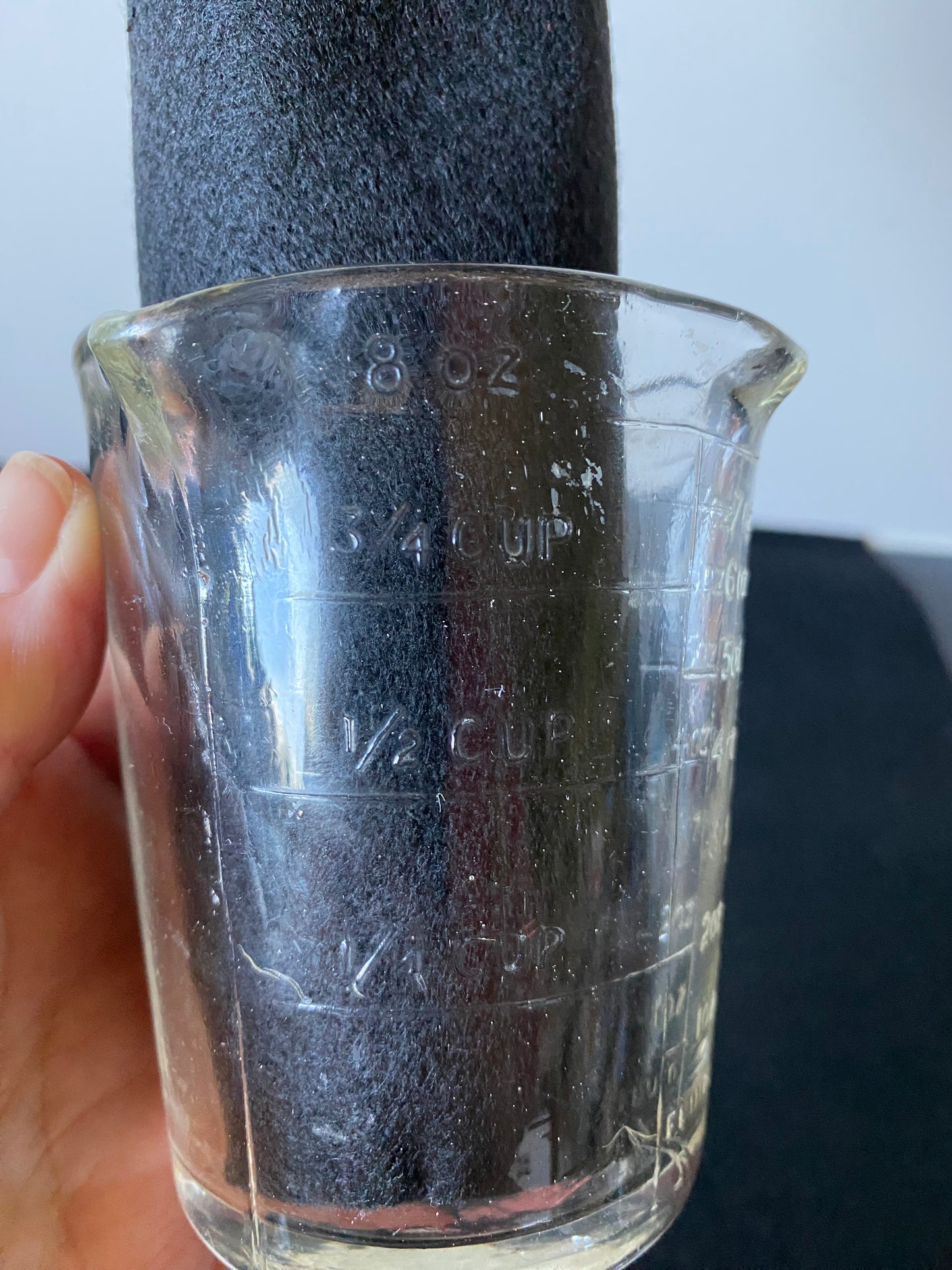 Clear Depression Glass Double Spout measure (1) cup - Crown Crystal Australia