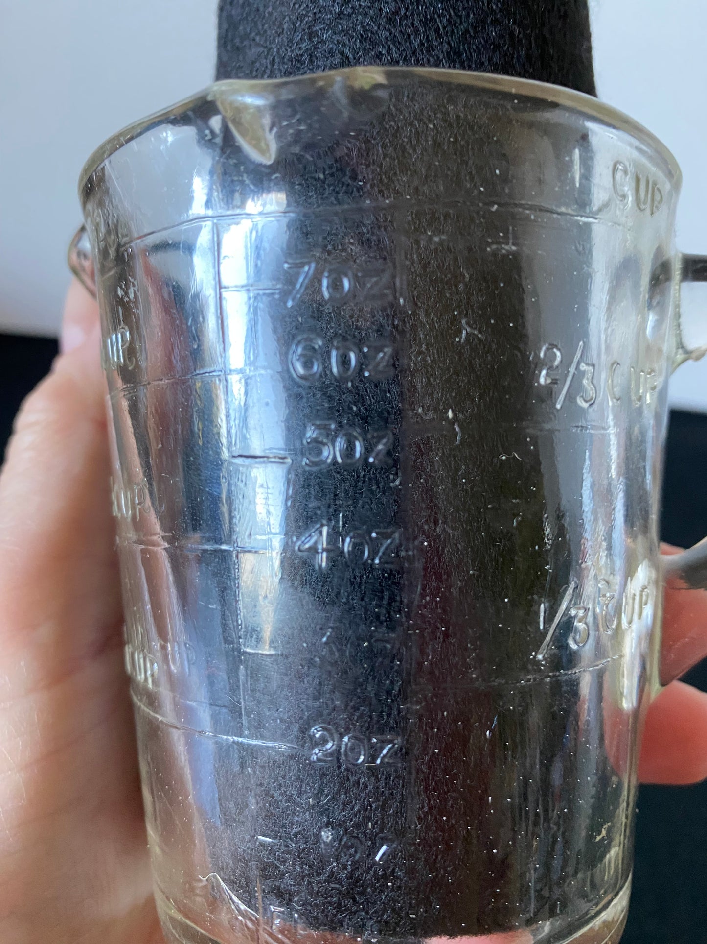 Clear Depression Glass Double Spout measure (1) cup - Crown Crystal Australia