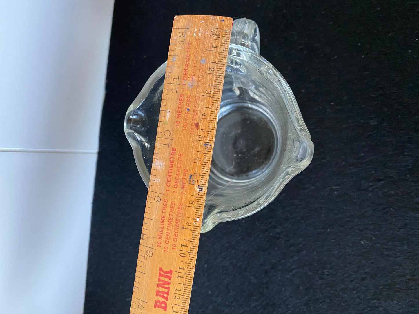 Clear Depression Glass Double Spout measure (1) cup - Crown Crystal Australia