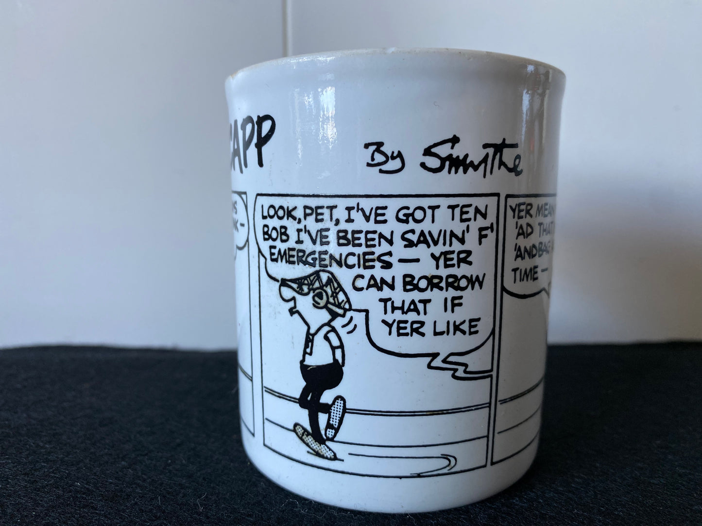 Vintage 1980s Andy Capp Cartoon "I'm gaspin!" Kiln Craft Cup