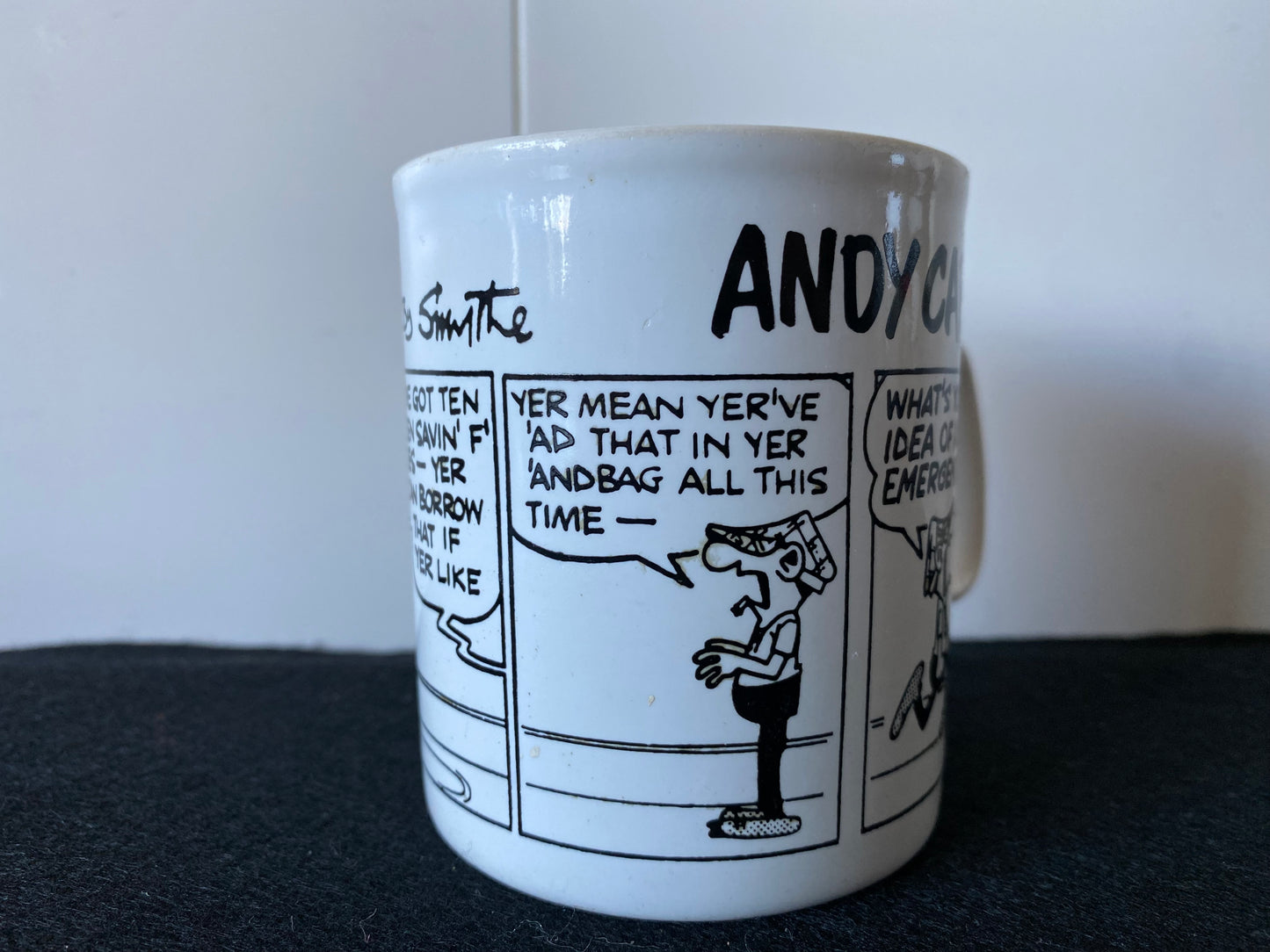 Vintage 1980s Andy Capp Cartoon "I'm gaspin!" Kiln Craft Cup