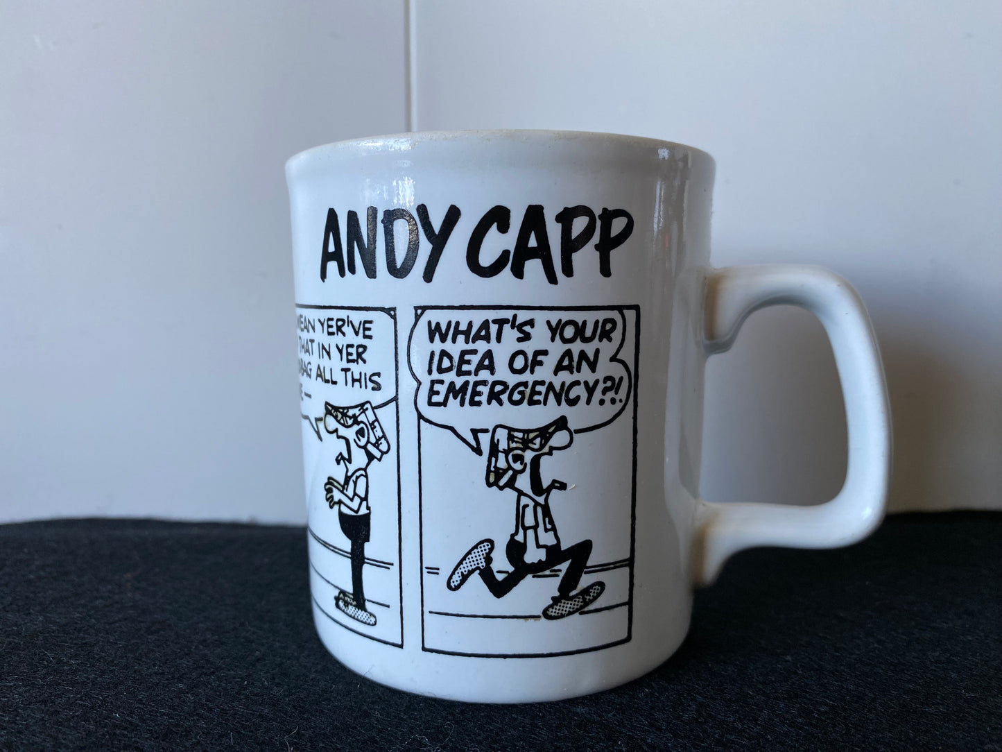 Vintage 1980s Andy Capp Cartoon "I'm gaspin!" Kiln Craft Cup