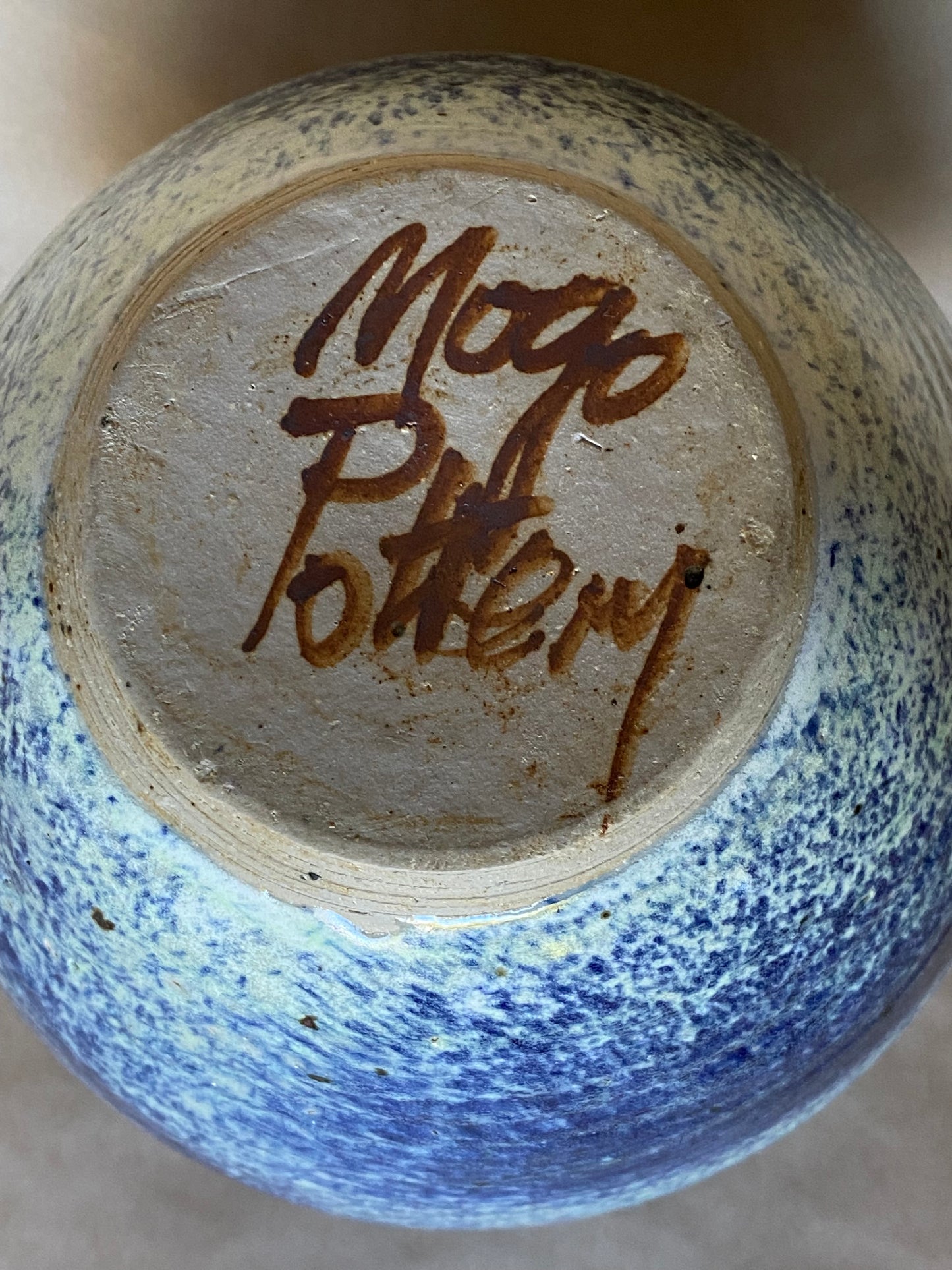 “Mogo Pottery” Australia pottery vase in blue