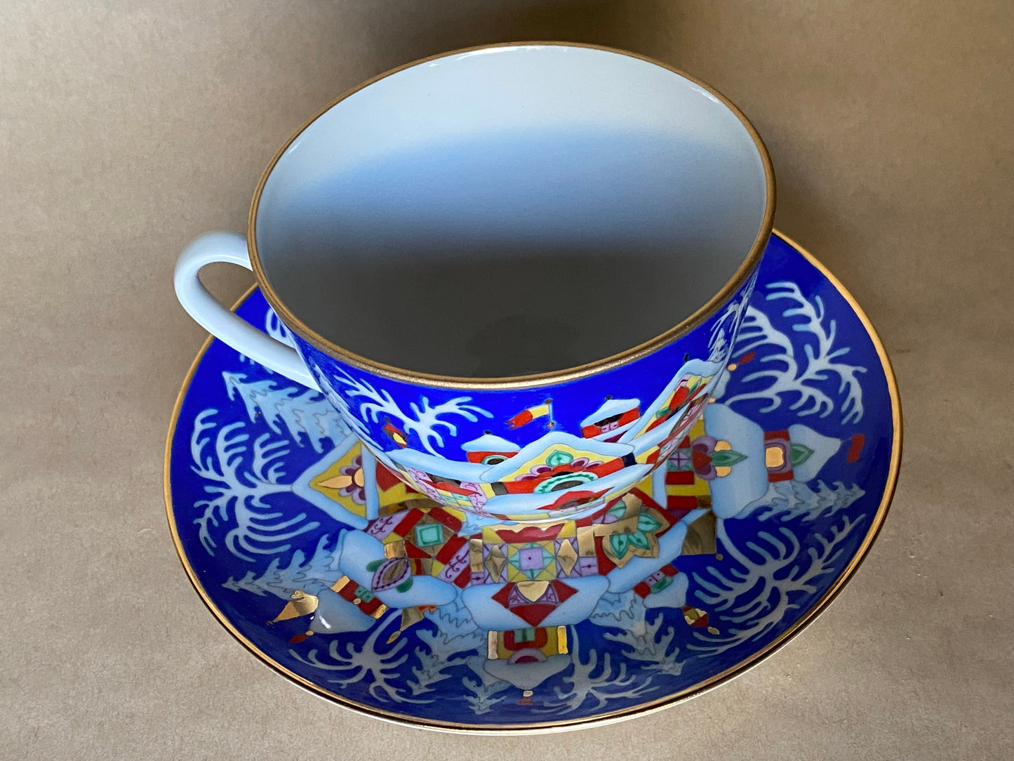 Lomonosov Imperial Porcelain teacup and saucer set "Winter Fairytale" (Christmas)