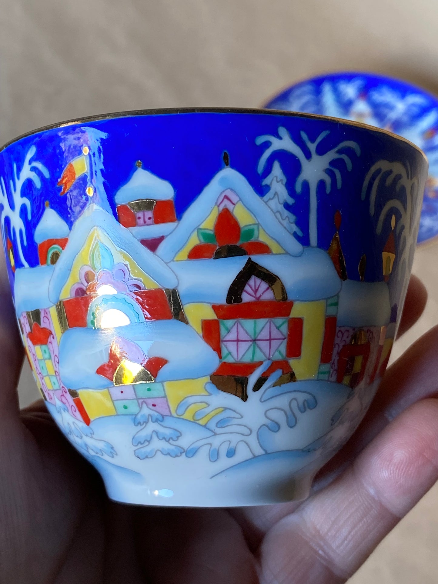Lomonosov Imperial Porcelain teacup and saucer set "Winter Fairytale" (Christmas)