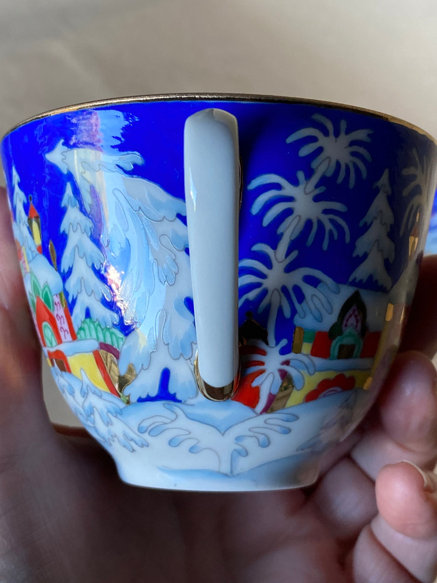 Lomonosov Imperial Porcelain teacup and saucer set "Winter Fairytale" (Christmas)