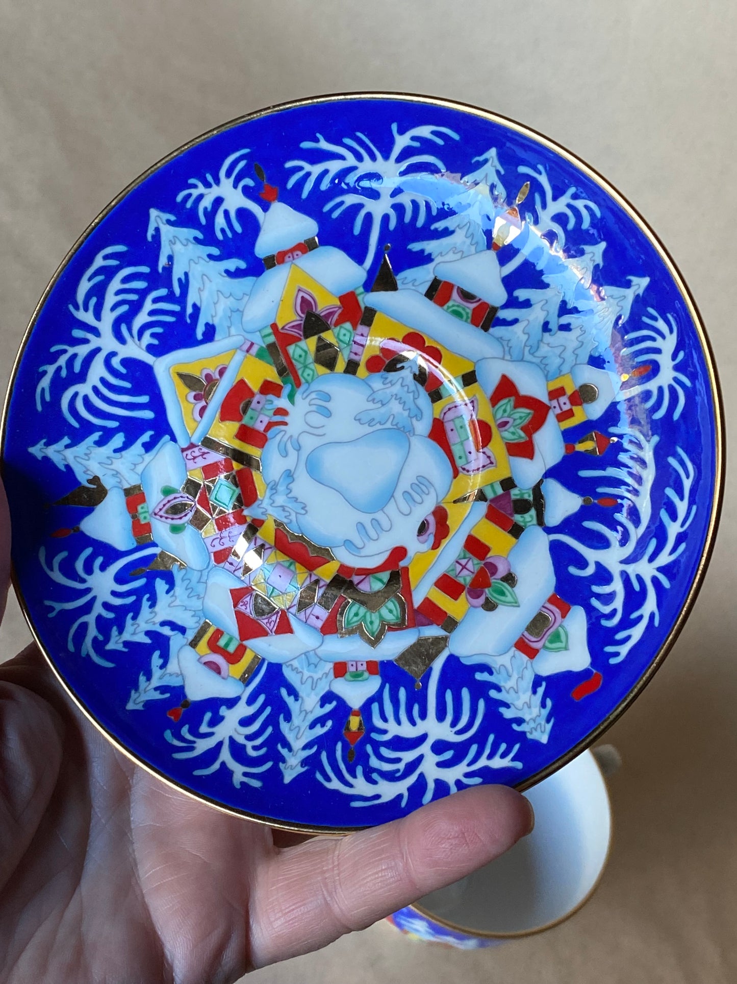 Lomonosov Imperial Porcelain teacup and saucer set "Winter Fairytale" (Christmas)