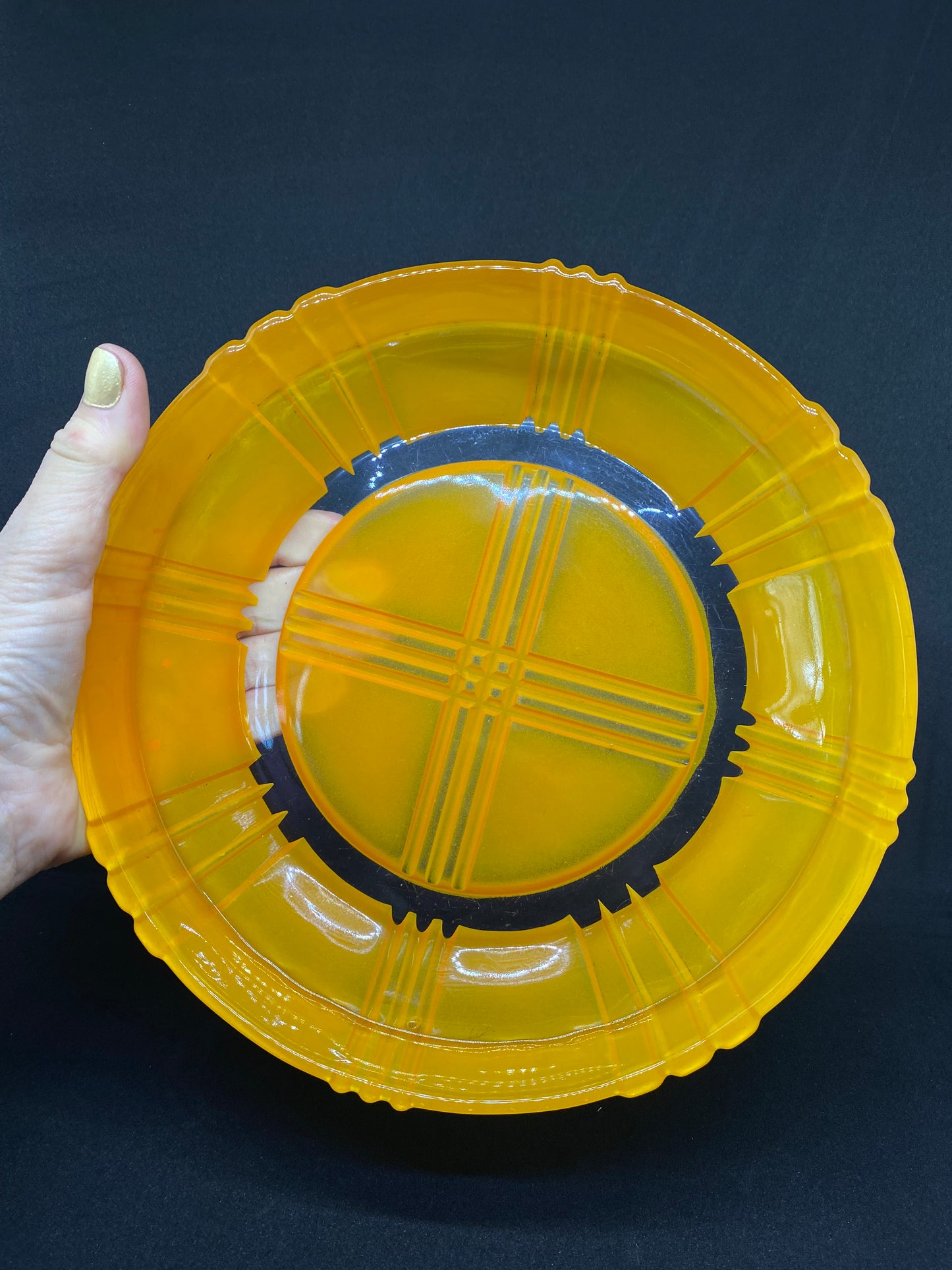 Art Deco style glass bowl - orange