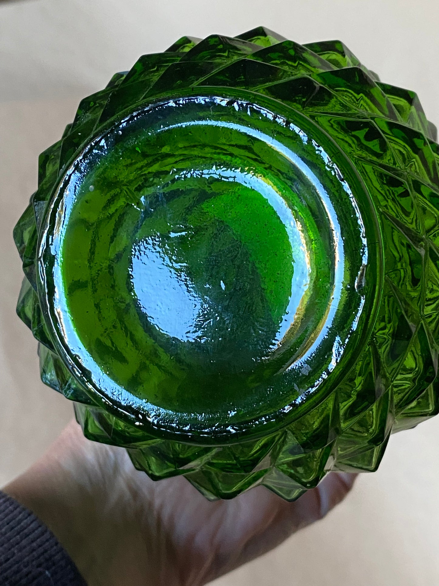 Empoli diamond point green glass vase/water carafe