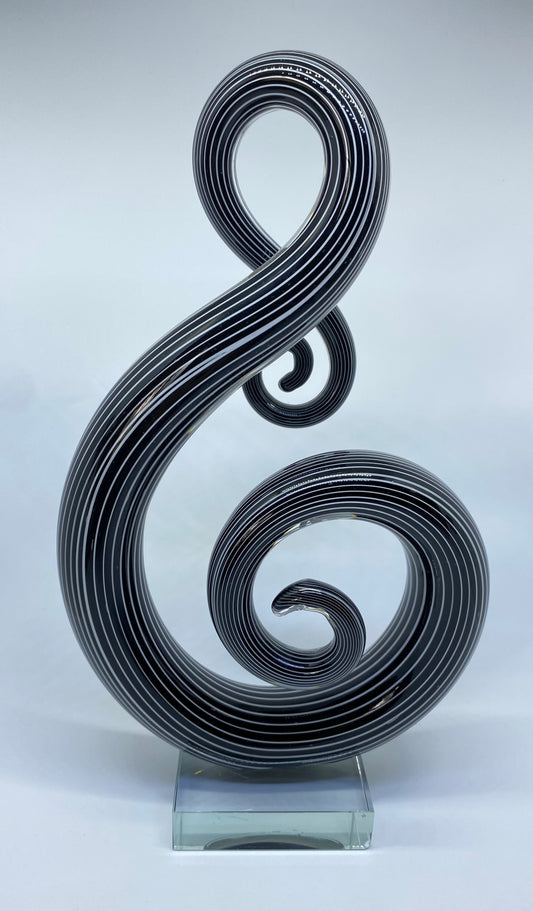 Badash Crystal Glass Sculpture - Black and White Murano Style Note 🎵🎼🎶🎵🎼
