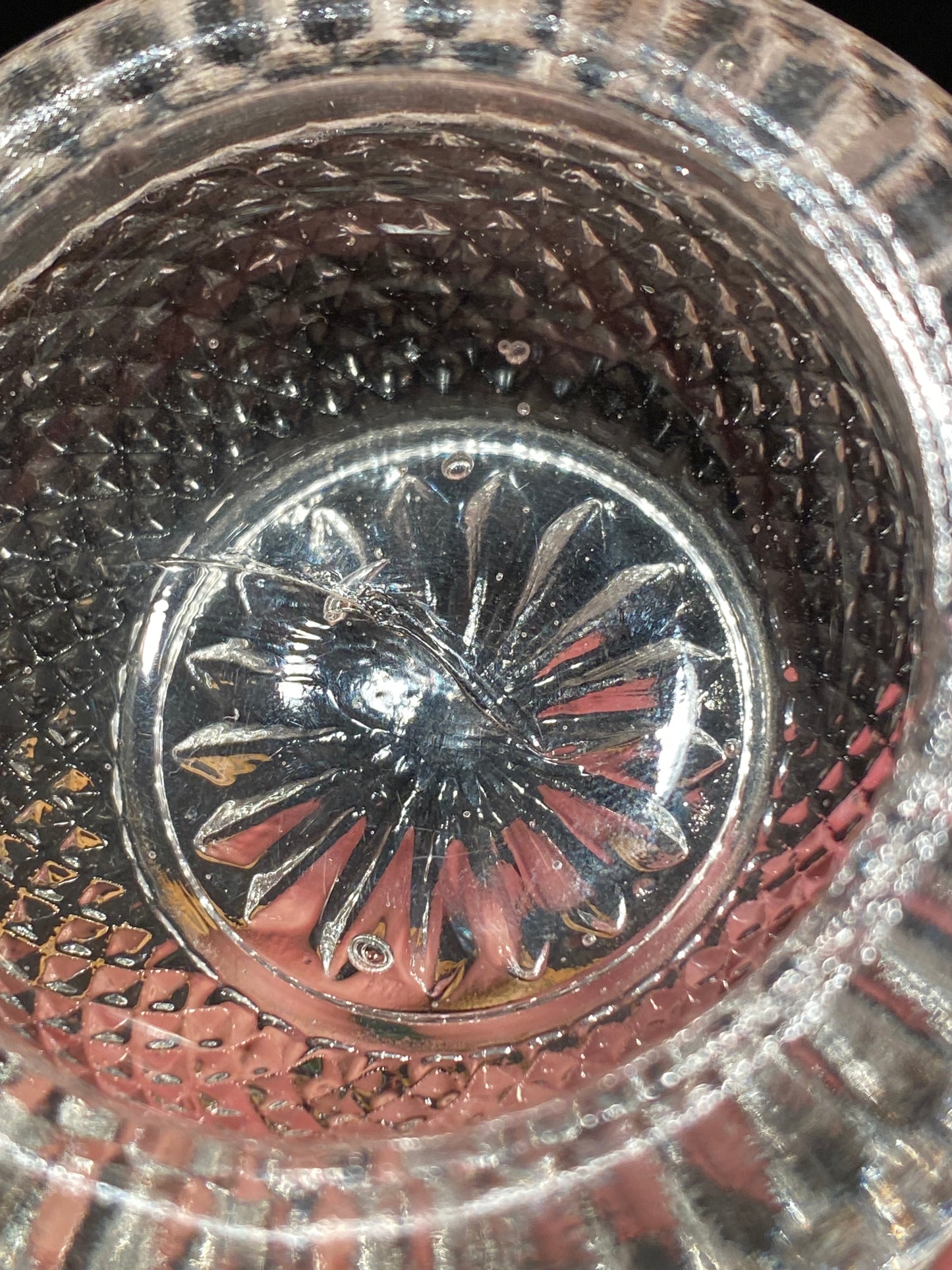 Uranium and clear glass Victorian salt cellar (pots) Diamond Pattern