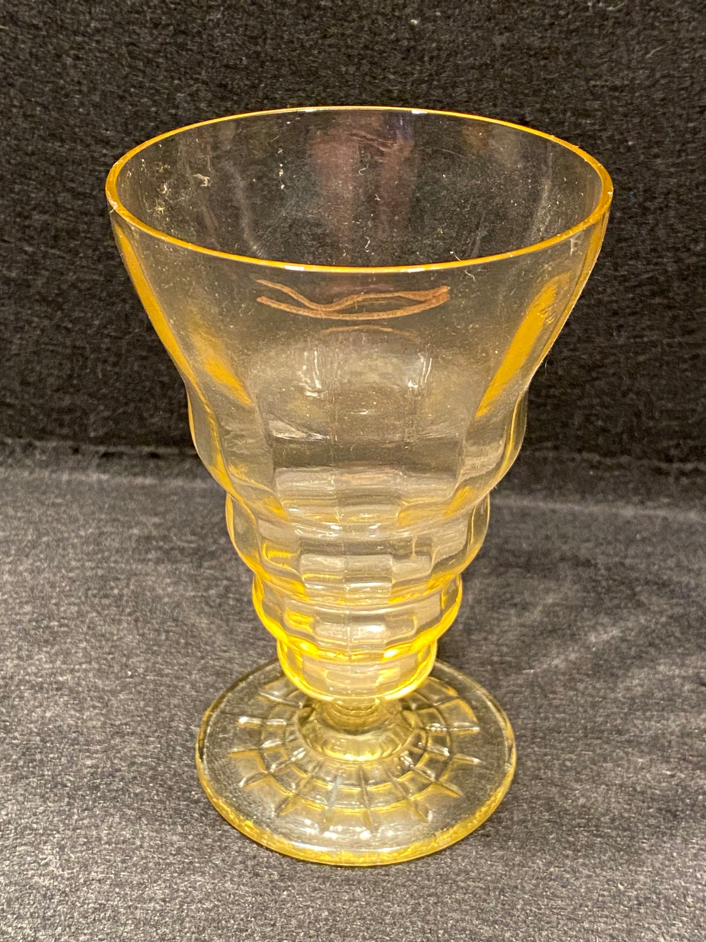 Uranium? Anchor Hocking Block Optic Depression Glass Tumbler Art Deco