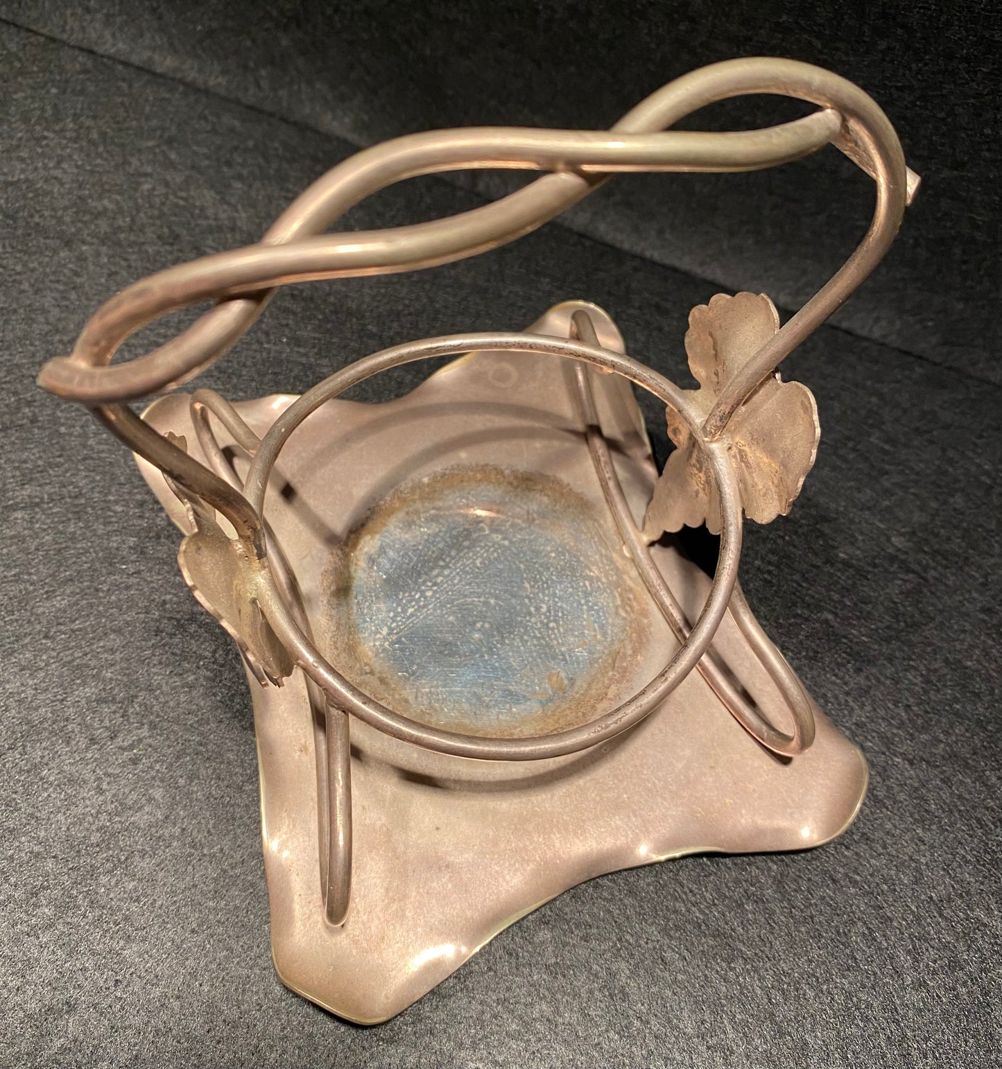 Victorian Uranium Opalescent glass bowl with silver plated stand (EPSN)