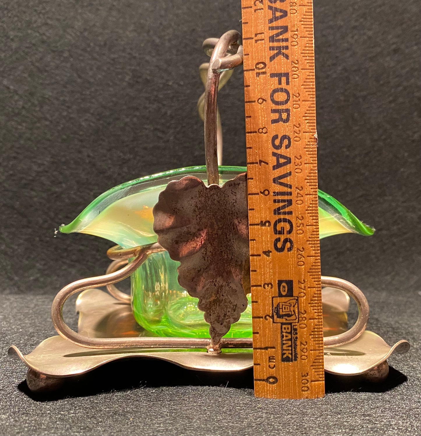 Victorian Uranium Opalescent glass bowl with silver plated stand (EPSN)