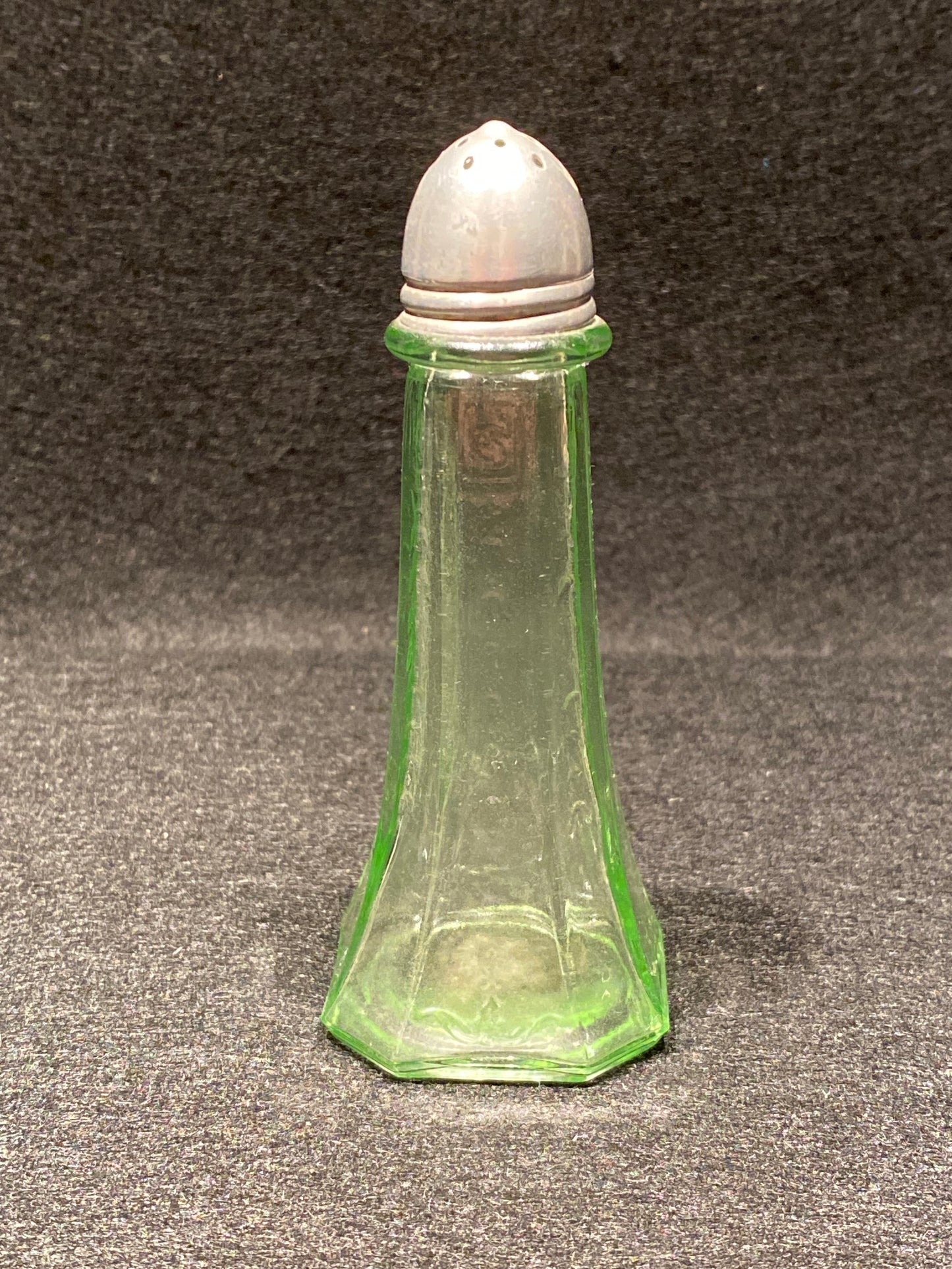 Uranium glass Anchor Hocking salt or pepper shaker