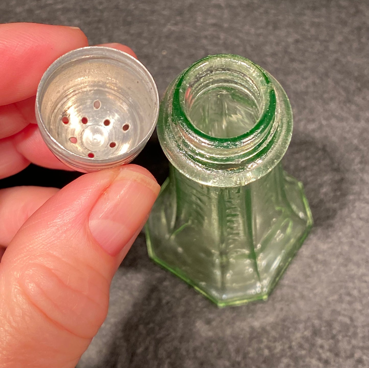 Uranium glass Anchor Hocking salt or pepper shaker
