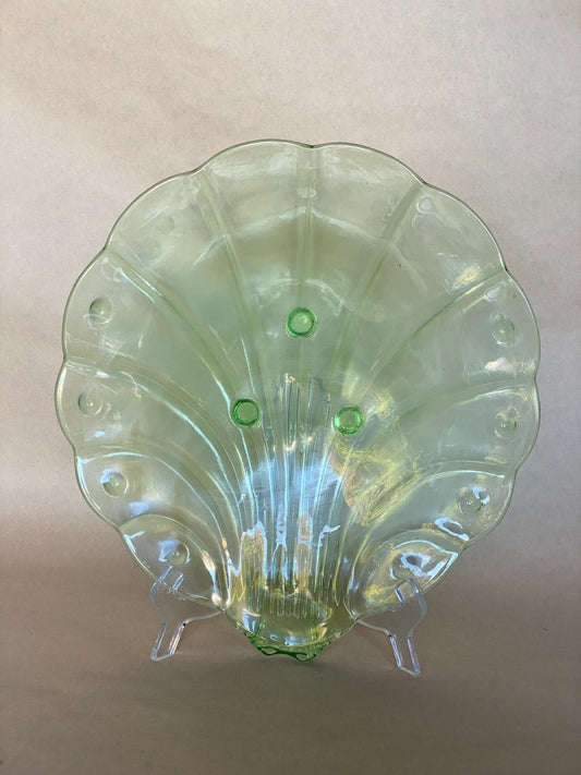 Stölzle-Hermanova Hut Uranium Art Deco glass shell plate (large)
