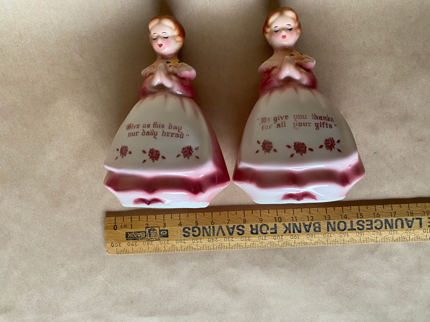 Enesco prayer ladies salt and pepper “daily bread”