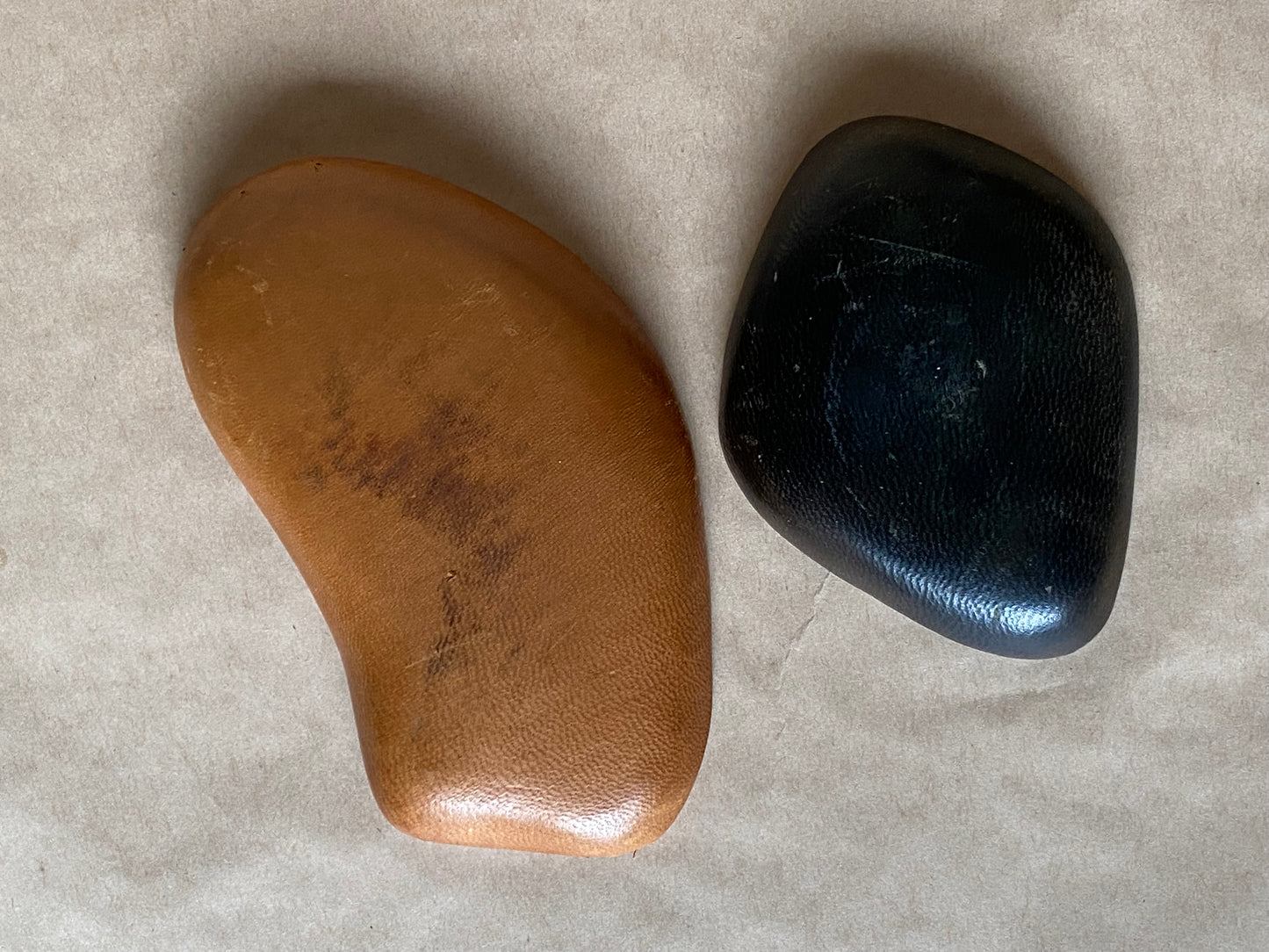 Coccia Italy pottery and leather dishes 1960s