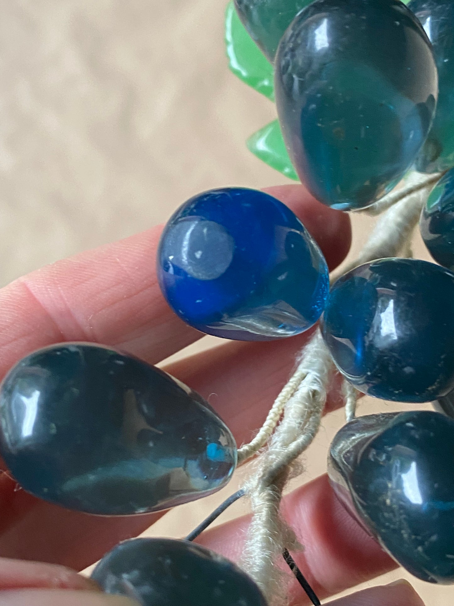 MCM Vintage glass and Jade grapes