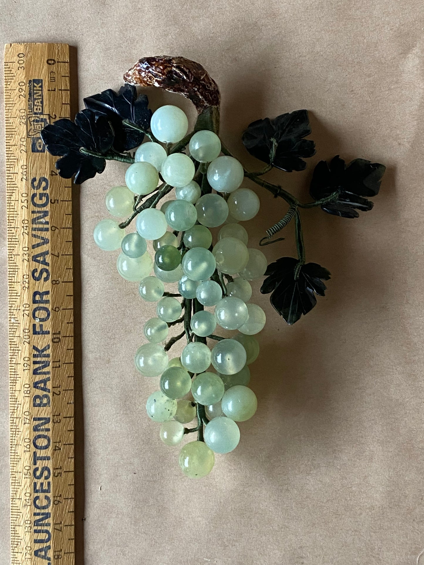 Vintage Chinese Celadon Green Jade Grapes (2) 1950s/1960s