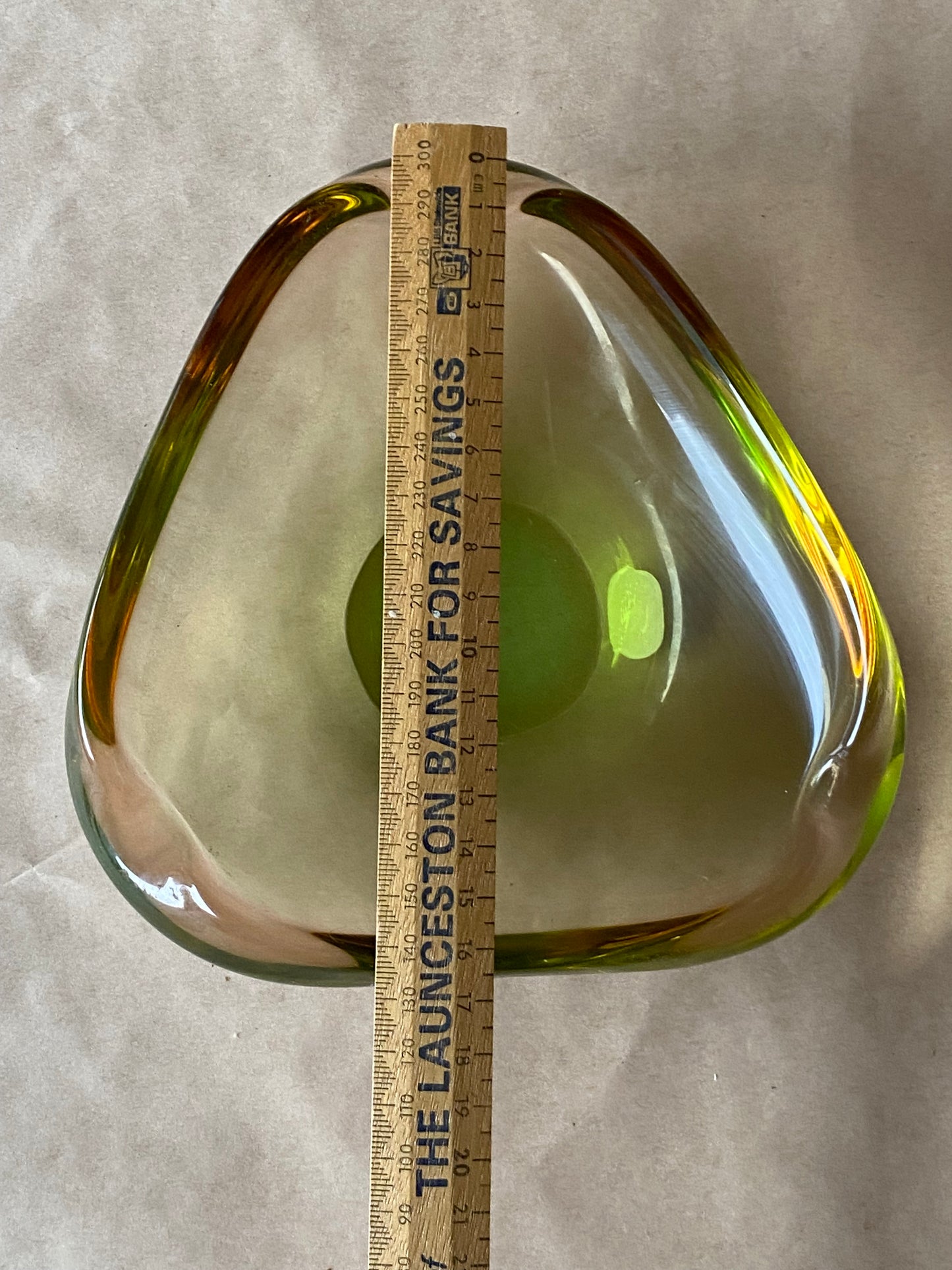 Bohemia Glass Czechoslovakia Uranium glass bowl with original sticker