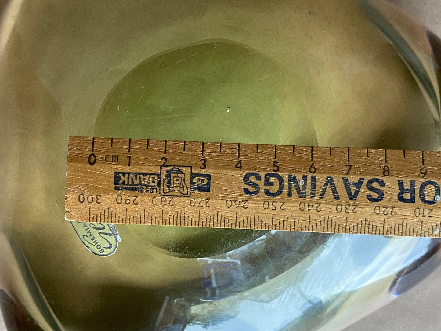 Bohemia Glass Czechoslovakia Uranium glass bowl with original sticker